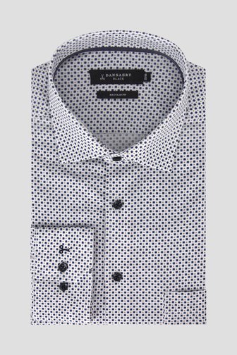 Wit hemd met blauw-bruine print - Regular fit van Dansaert Black voor Heren