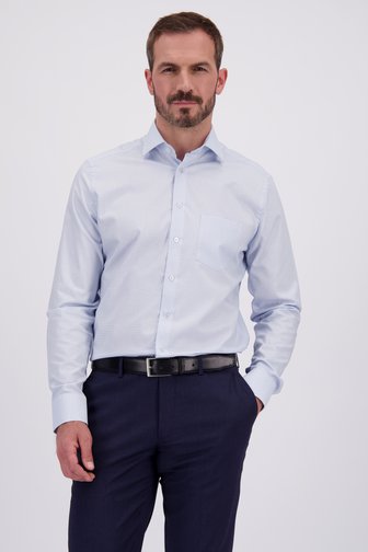 Voorkant van Wit hemd met blauw geruit motief - Regular fit door Dansaert Black voor Heren