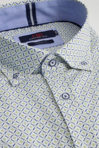 Voorkant van Wit hemd met blauw-groene print - Regular fit door Dansaert Blue voor Heren