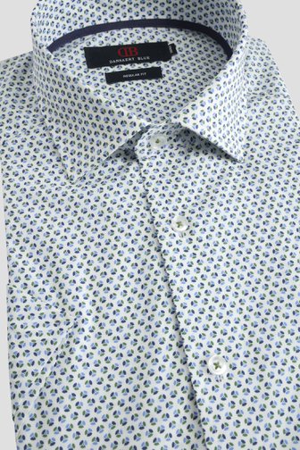 Voorkant van Wit hemd met blauw-groene print - Regular fit  door Dansaert Blue voor Heren