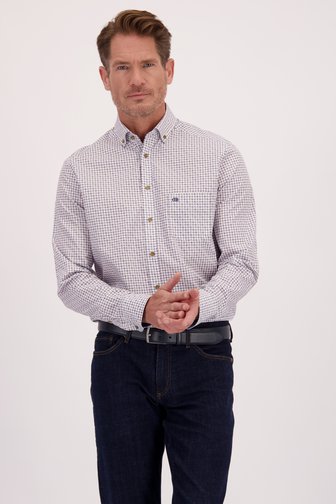 Voorkant van Wit hemd met blauw-rode ruitjes - Regular fit door Dansaert Blue voor Heren