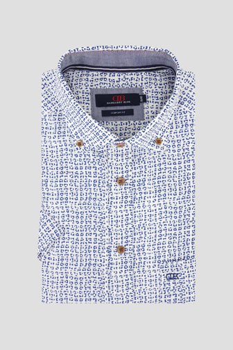 Wit hemd met blauwe print - Comfort fit van Dansaert Blue voor Heren