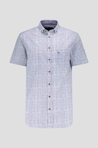 Wit hemd met blauwe print - Comfort fit van Dansaert Blue voor Heren