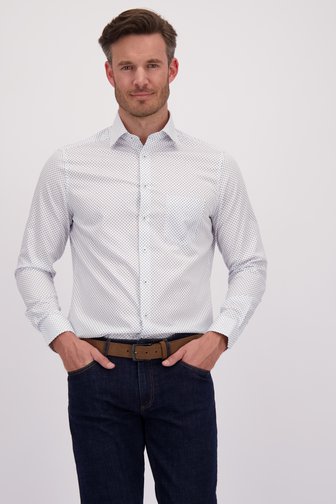 Wit hemd met blauwe print – Regular fit van Dansaert Black voor Heren