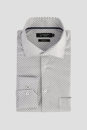 Voorkant van Wit hemd met bordeaux-blauwe print - Regular fit door Dansaert Black voor Heren