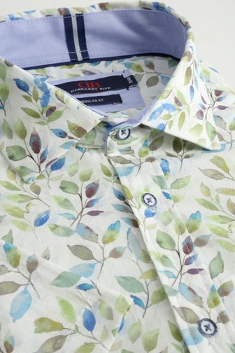 Voorkant van Wit hemd met botanische print - Regular fit door Dansaert Blue voor Heren