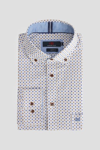 Voorkant van Wit hemd met bruin-blauwe ruitjes - Comfort fit door Dansaert Blue voor Heren
