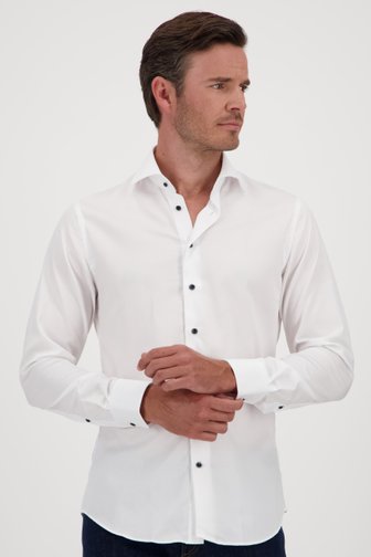 Wit hemd met donkere knopenlijst - Slim fit van Michaelis voor Heren