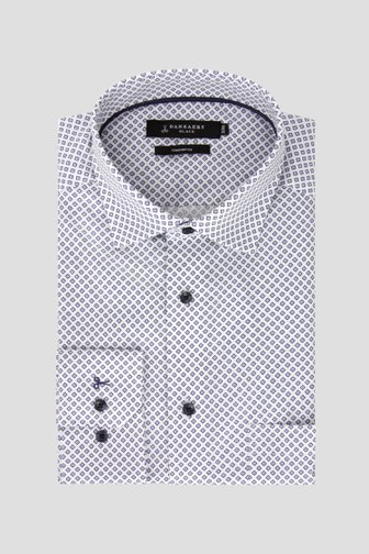 Wit hemd met fijne blauwe print - Comfort fit van Dansaert Black voor Heren