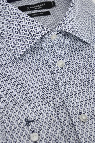 Voorkant van Wit hemd met fijne blauwe print - Comfort fit door Dansaert Black voor Heren