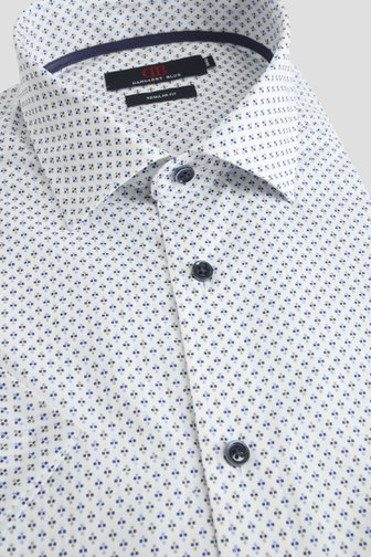 Voorkant van Wit hemd met fijne blauwe print - Regular fit  door Dansaert Blue voor Heren