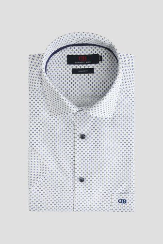Voorkant van Wit hemd met fijne blauwe print - Regular fit  door Dansaert Blue voor Heren