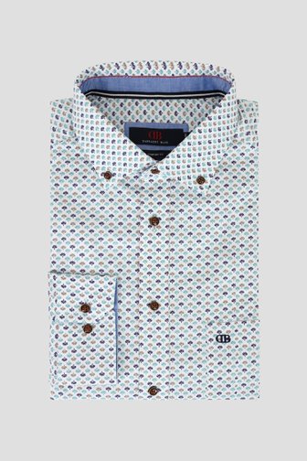 Wit hemd met fijne groene print - Comfort fit van Dansaert Blue voor Heren