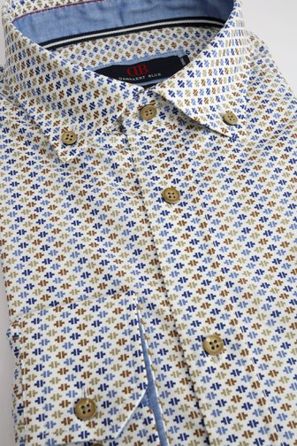 Voorkant van Wit hemd met fijne print - Comfort fit  door Dansaert Blue voor Heren