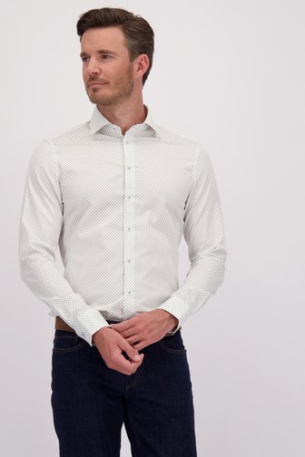 Voorkant van Wit hemd met fijne print – Slim fit door Dansaert Black voor Heren
