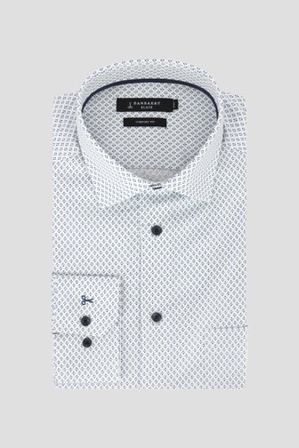 Wit hemd met fijne print – Comfort fit van Dansaert Black voor Heren