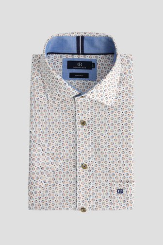 Voorkant van Wit hemd met geometrisch motief - Regular fit door Dansaert Blue voor Heren