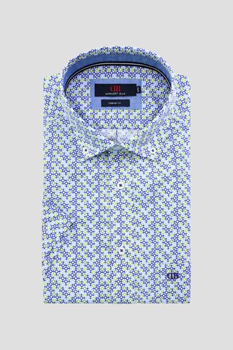 Voorkant van Wit hemd met groen-blauwe print – Comfort fit door Dansaert Blue voor Heren