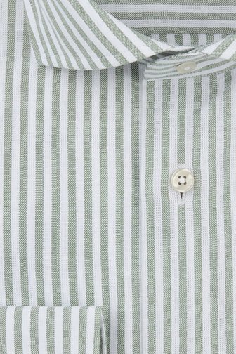 Productfoto 1 van Wit hemd met groen gestreept motief - Slim fit door Michaelis voor Heren