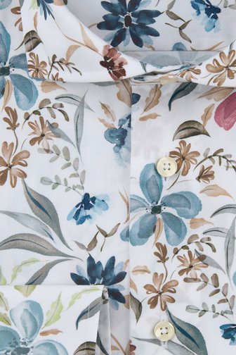 Productfoto 1 van Wit hemd met kleurrijke bloemenprint - Slim fit  door Michaelis voor Heren