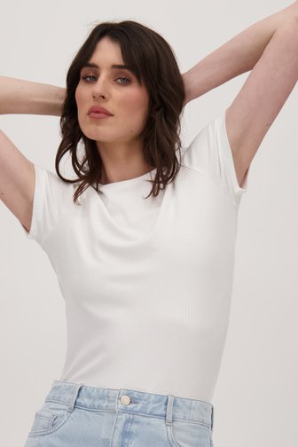 Wit ribgebreid T-shirt  van Louise voor Dames
