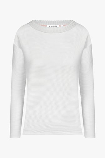 Wit T-shirt in fijne geribbelde stof van Bicalla voor Dames