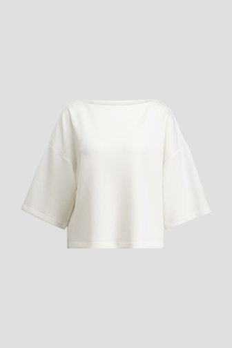 Voorkant van Wit T-shirt met 3/4 mouwen door D'Auvry voor Dames