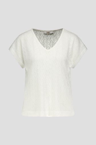 Wit T-shirt met ajour motief  van Libelle voor Dames
