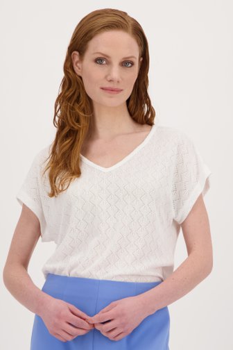 Wit T-shirt met ajour motief  van Libelle voor Dames