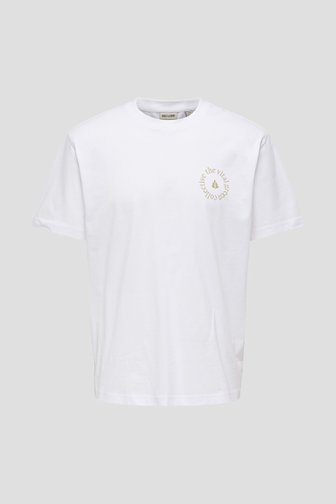Productfoto 1 van Wit T-shirt met backprint en ronde hals door Only & Sons voor Heren