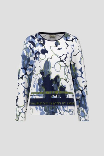 Barbara Lebek Wit T-shirt met blauwe print