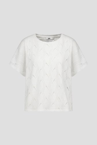 Wit T-shirt met gaatjesmotief van Louise voor Dames