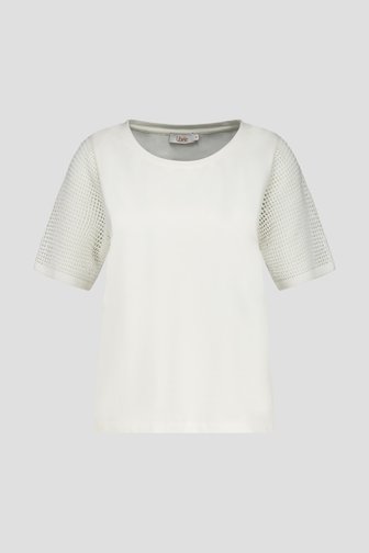 Wit T-shirt met gehaakte mouwen van Libelle voor Dames