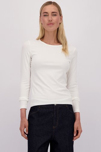 Voorkant van Wit T-shirt met lange mouwen door Liberty Island voor Dames