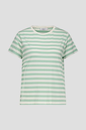 Wit T-shirt met lichtgroene strepen van Liberty Island voor Dames