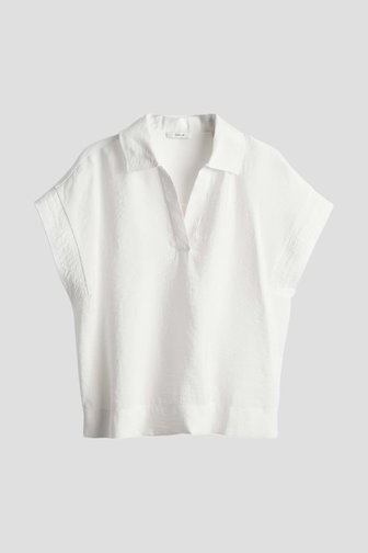 Voorkant van Wit T-shirt met polokraag door Opus voor Dames