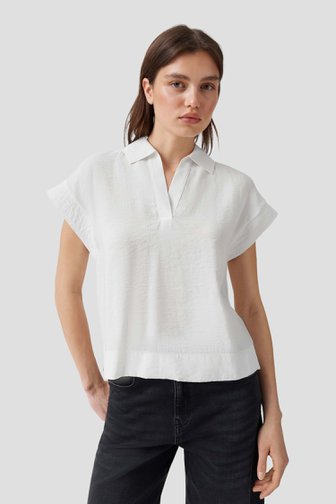 Voorkant van Wit T-shirt met polokraag door Opus voor Dames