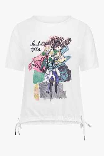 Wit T-shirt met print en strikjes van Bicalla voor Dames