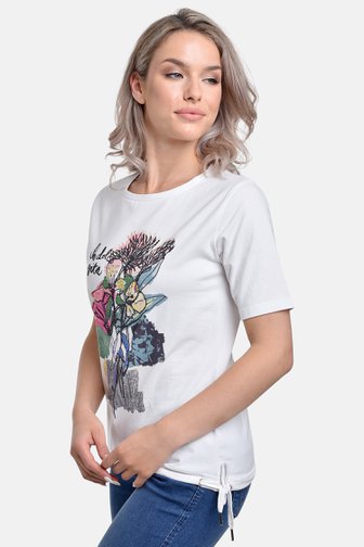 Wit T-shirt met print en strikjes van Bicalla voor Dames