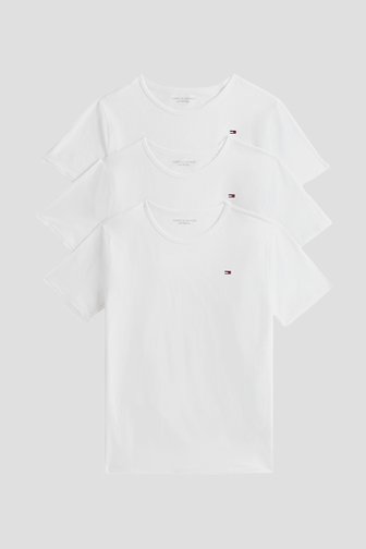 Voorkant van Wit T-shirt met ronde hals - Set van 3 door Tommy Hilfiger voor Heren
