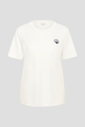 Productfoto 1 van Wit T-shirt met schelpje op de borst door Kaffe Curve voor Dames