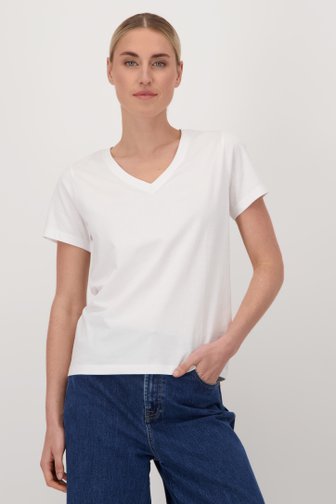 Wit T-shirt met V- hals van Liberty Island voor Dames