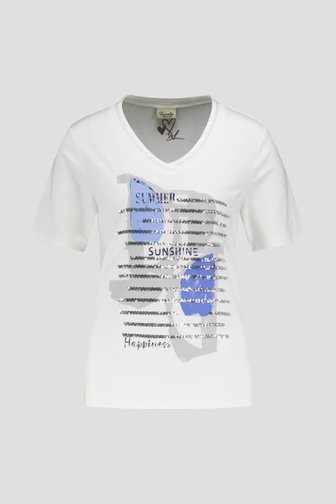 Wit T-shirt met zilverkleurige pailletten van Barbara Lebek voor Dames