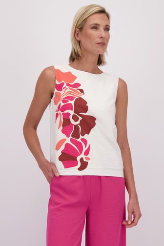 Voorkant van Wit topje met bloemenprint door Claude Arielle voor Dames