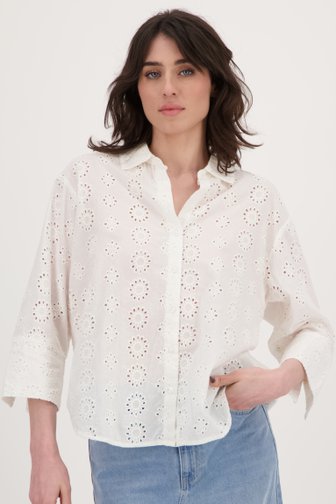 JDY Witte blouse met ajour bloemenmotief