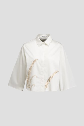 Voorkant van Witte blouse met bladermotief door D'Auvry voor Dames