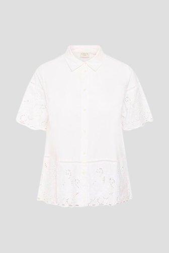 Voorkant van Witte blouse met broderie anglaise details door Kaffe Curve voor Dames