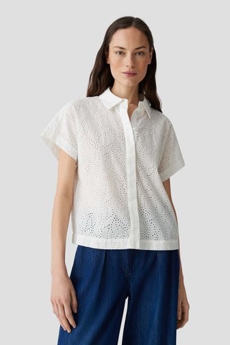 Opus Witte blouse met broderie anglaise