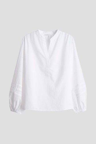 Voorkant van Witte blouse met broderie anglaise door Opus voor Dames