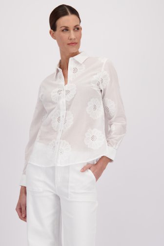 Witte blouse met geborduurde bloemen van More & More voor Dames
